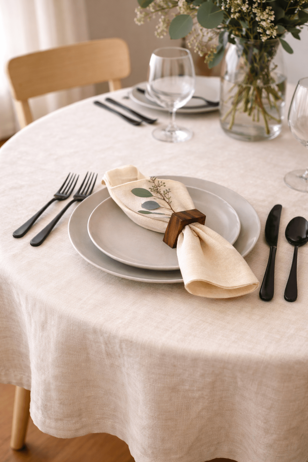 Round Linen Tablecloth Vanilla - The Modern Heritage