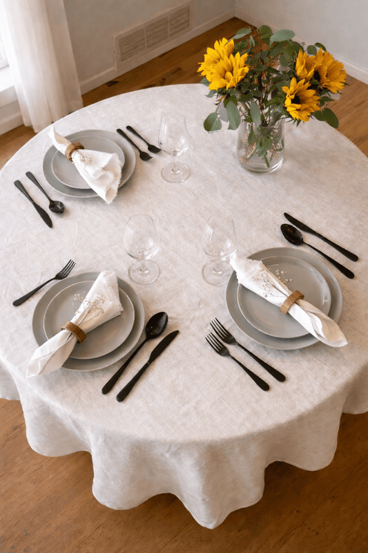 White Linen Round Tablecloth - The Modern Heritage