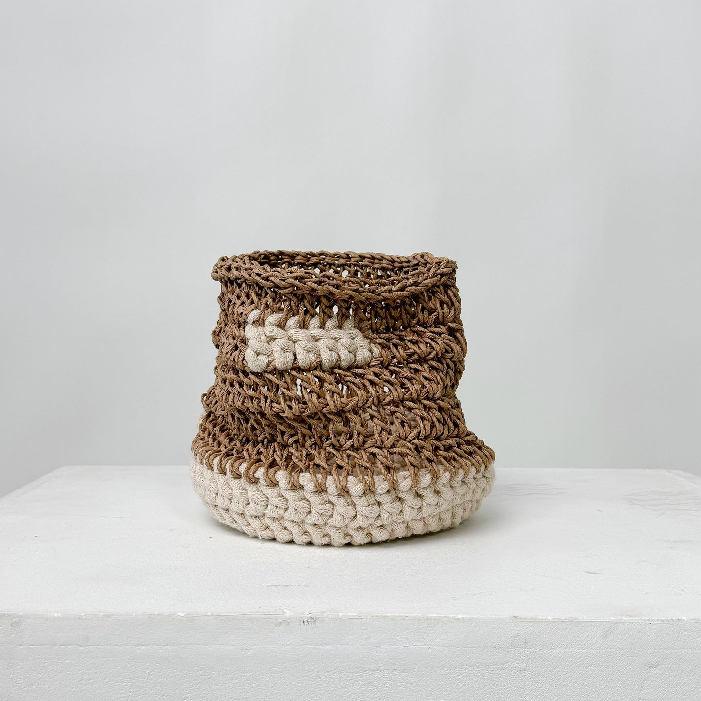 Zagrava Hand - Woven Basket White and Beige - The Modern Heritage