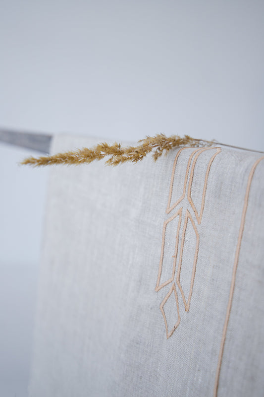 Embroidered Linen Napkins Spikelets Light Grey Set of 2 - The Modern Heritage