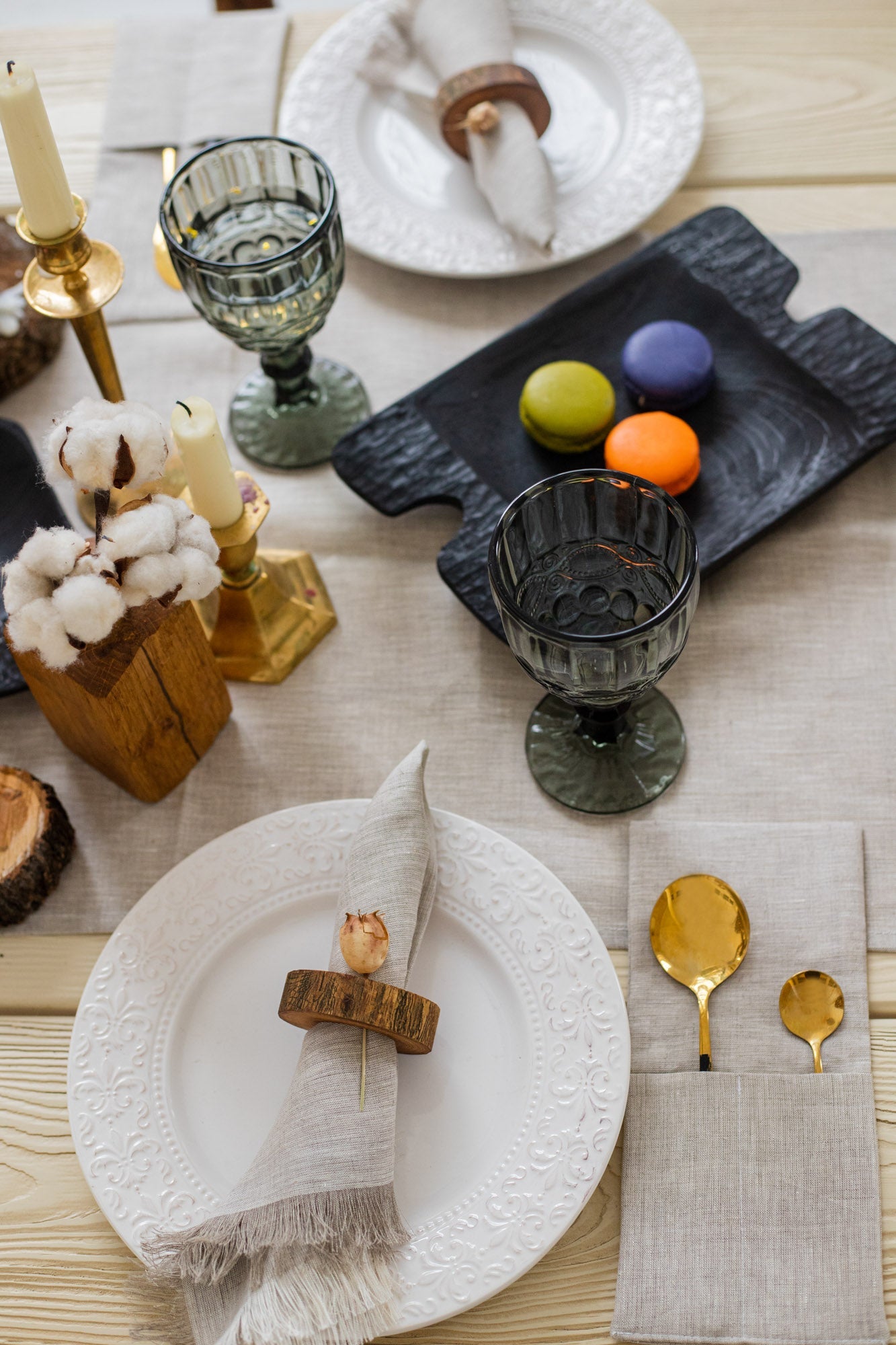 FRINGED EDGE LINEN NAPKINS LIGHT GREY SET OF 2 - The Modern Heritage