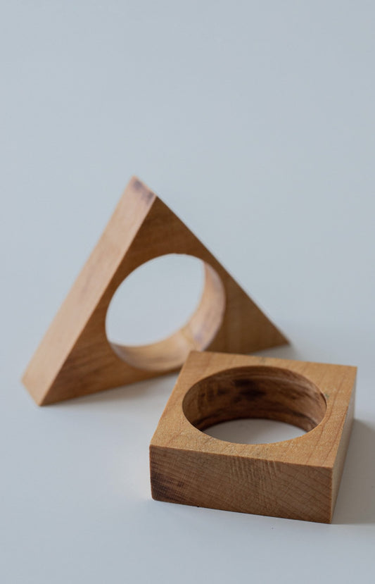 GEOMETRICAL NATURAL WOODEN NAPKIN RINGS SET OF 2 - The Modern Heritage