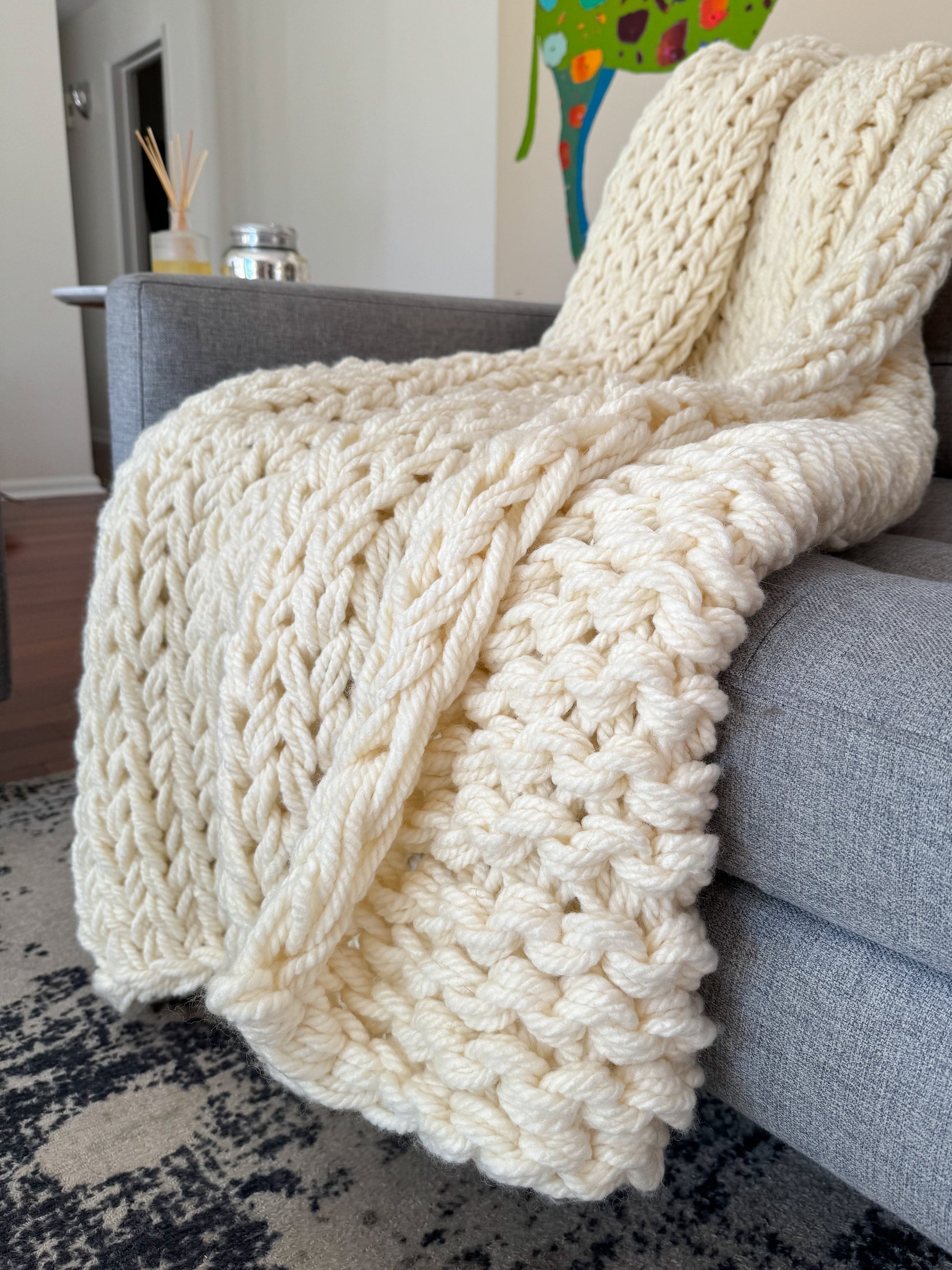 Handknit Chunky Knit Blanket Cream - The Modern Heritage