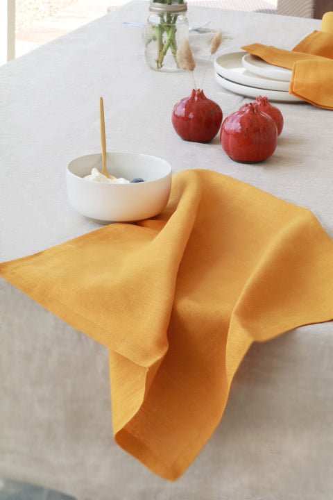 LINEN NAPKINS MUSTARD YELLOW SET OF 2 - The Modern Heritage