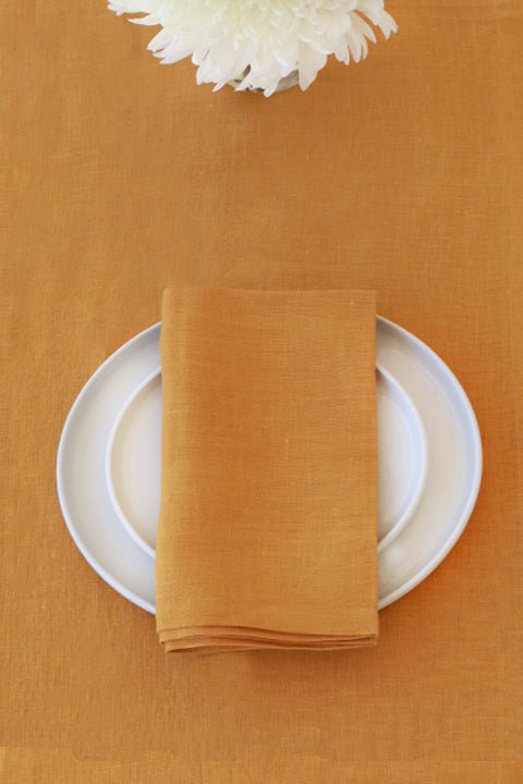 LINEN NAPKINS MUSTARD YELLOW SET OF 2 - The Modern Heritage