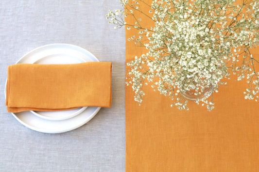 LINEN TABLE RUNNER MUSTARD - The Modern Heritage