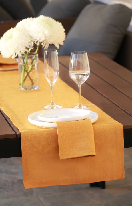 LINEN TABLE RUNNER MUSTARD - The Modern Heritage