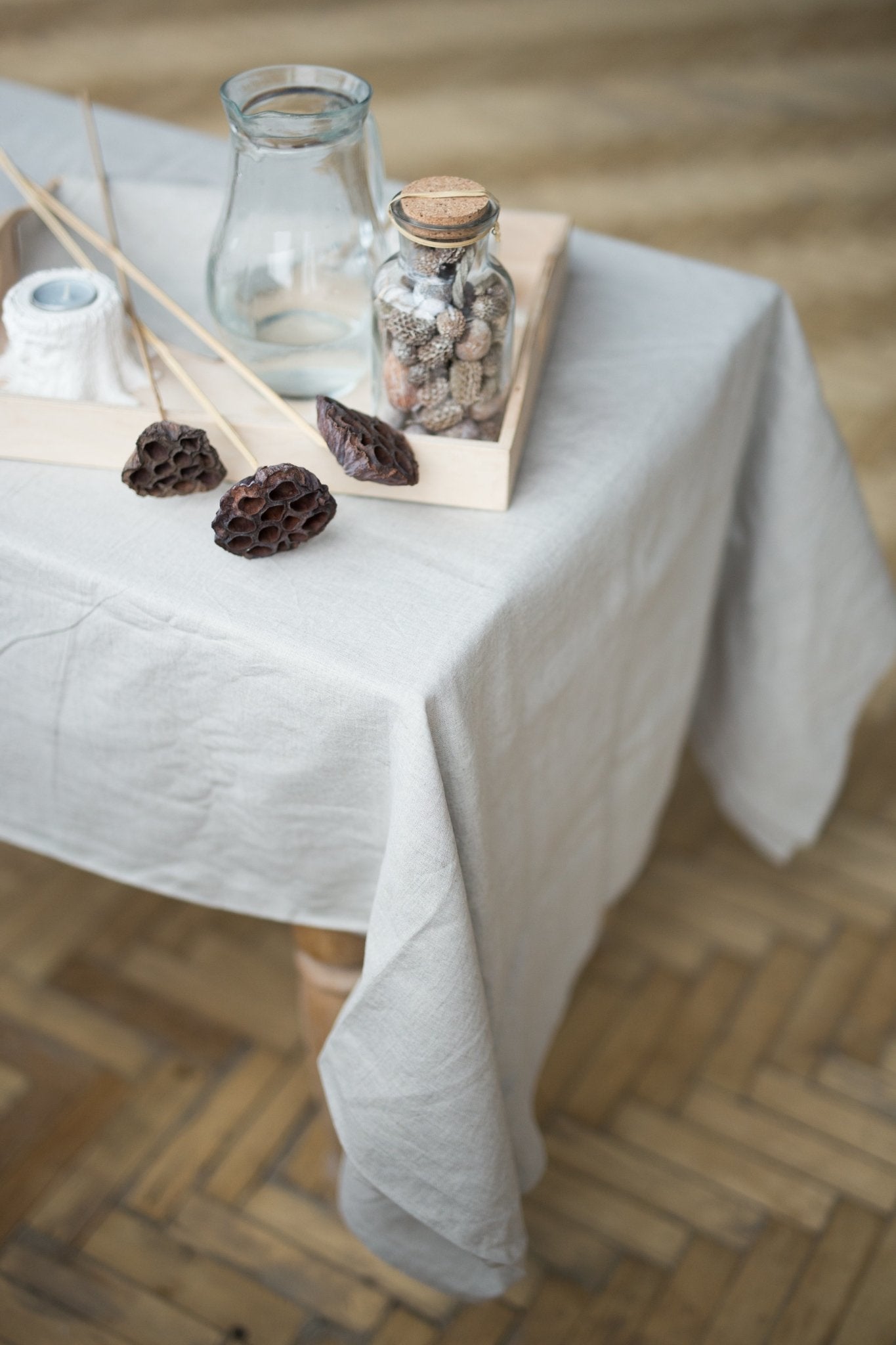 LINEN TABLECLOTH LIGHT GREY - The Modern Heritage