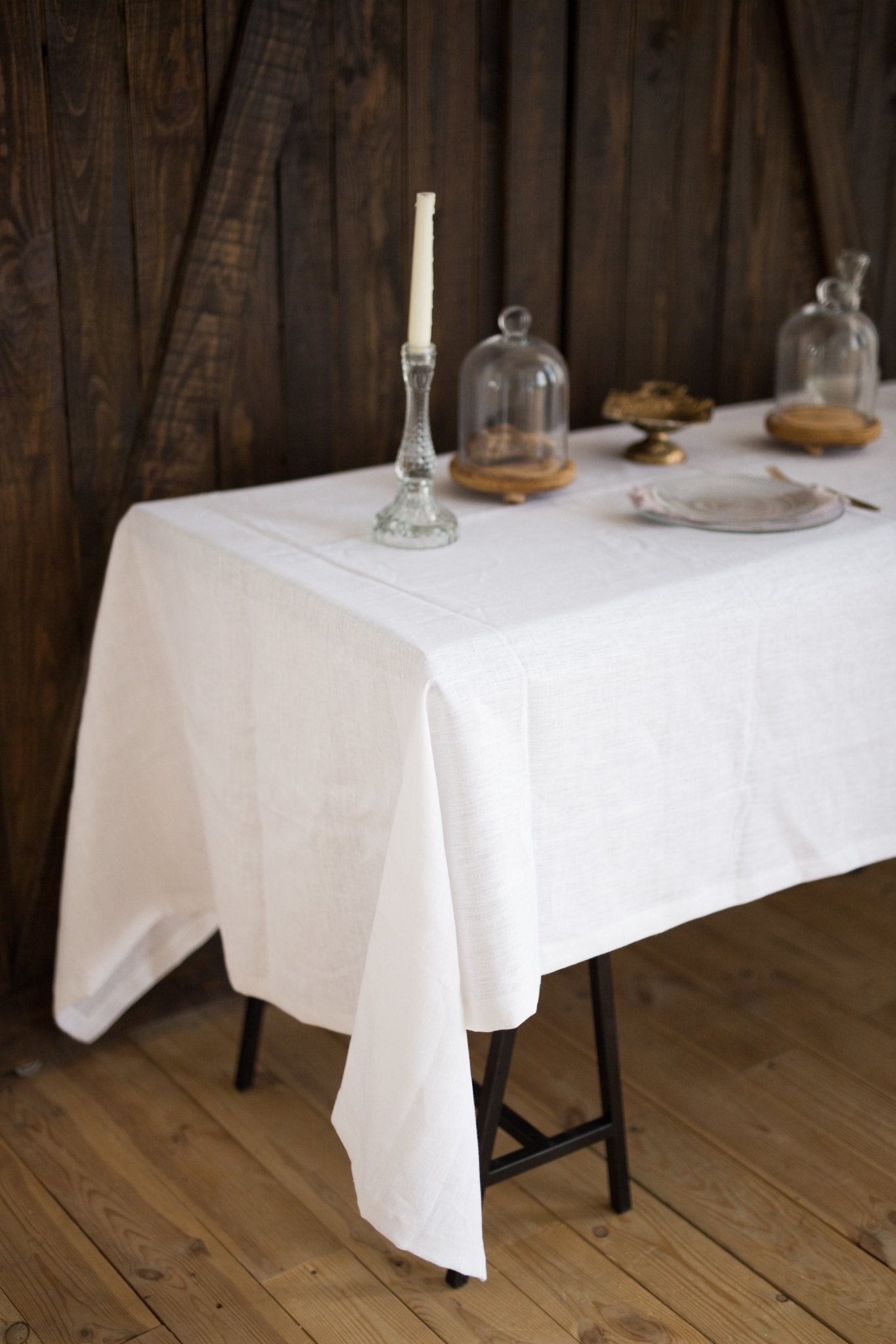 LINEN TABLECLOTH WHITE RECTANGULAR - The Modern Heritage