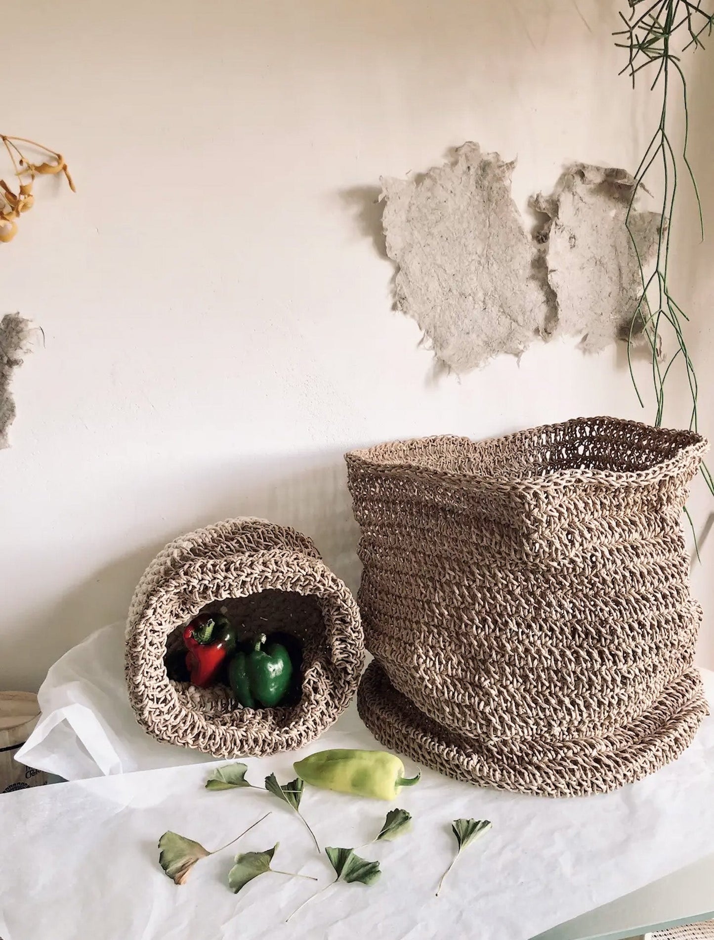 POVITRYA HAND-WOVEN LARGE STORAGE BASKET BEIGE - The Modern Heritage