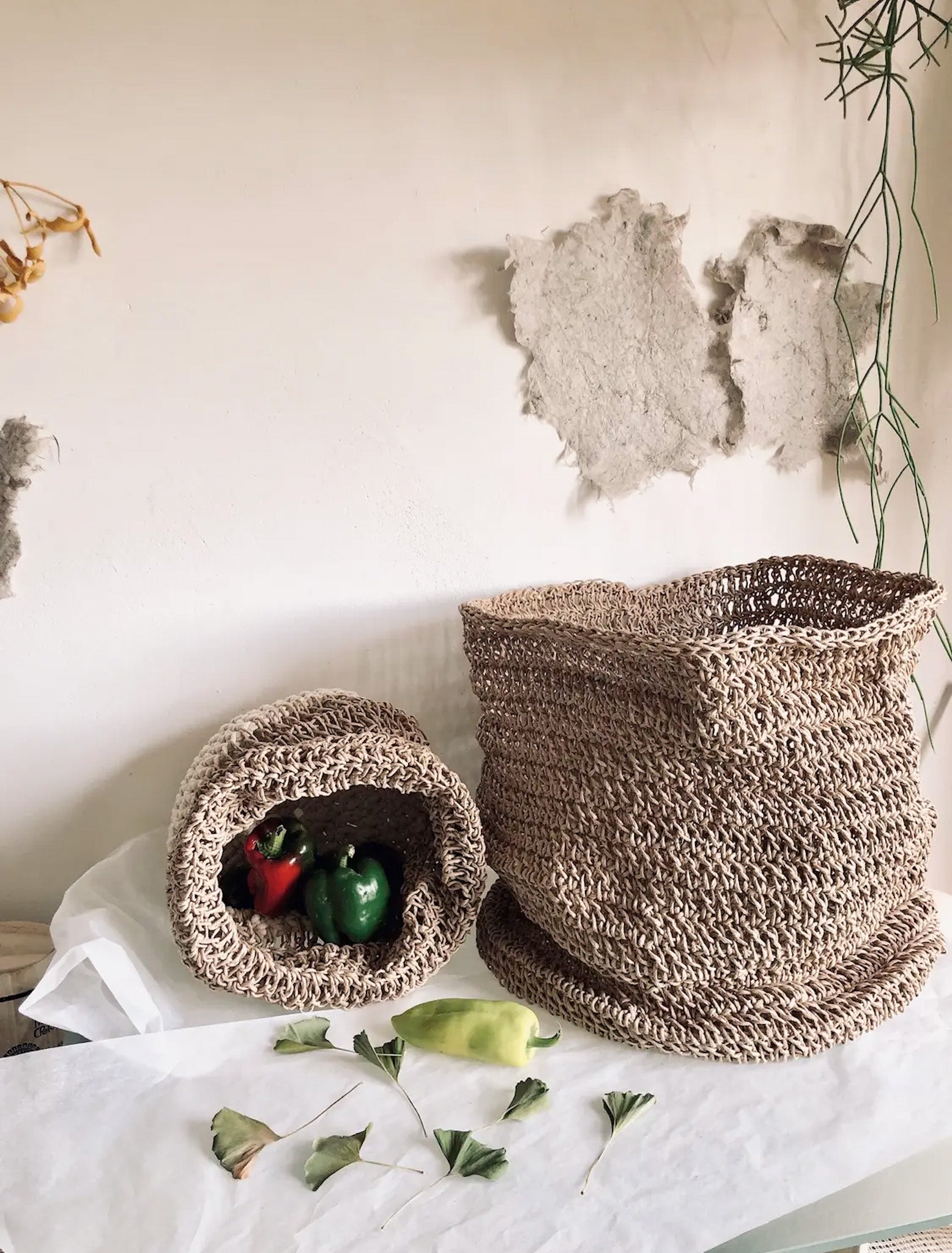 POVITRYA HAND-WOVEN LARGE STORAGE BASKET BEIGE - The Modern Heritage