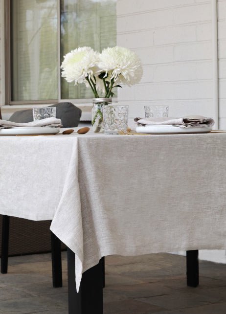 Round Linen Tablecloth Light Grey - The Modern Heritage