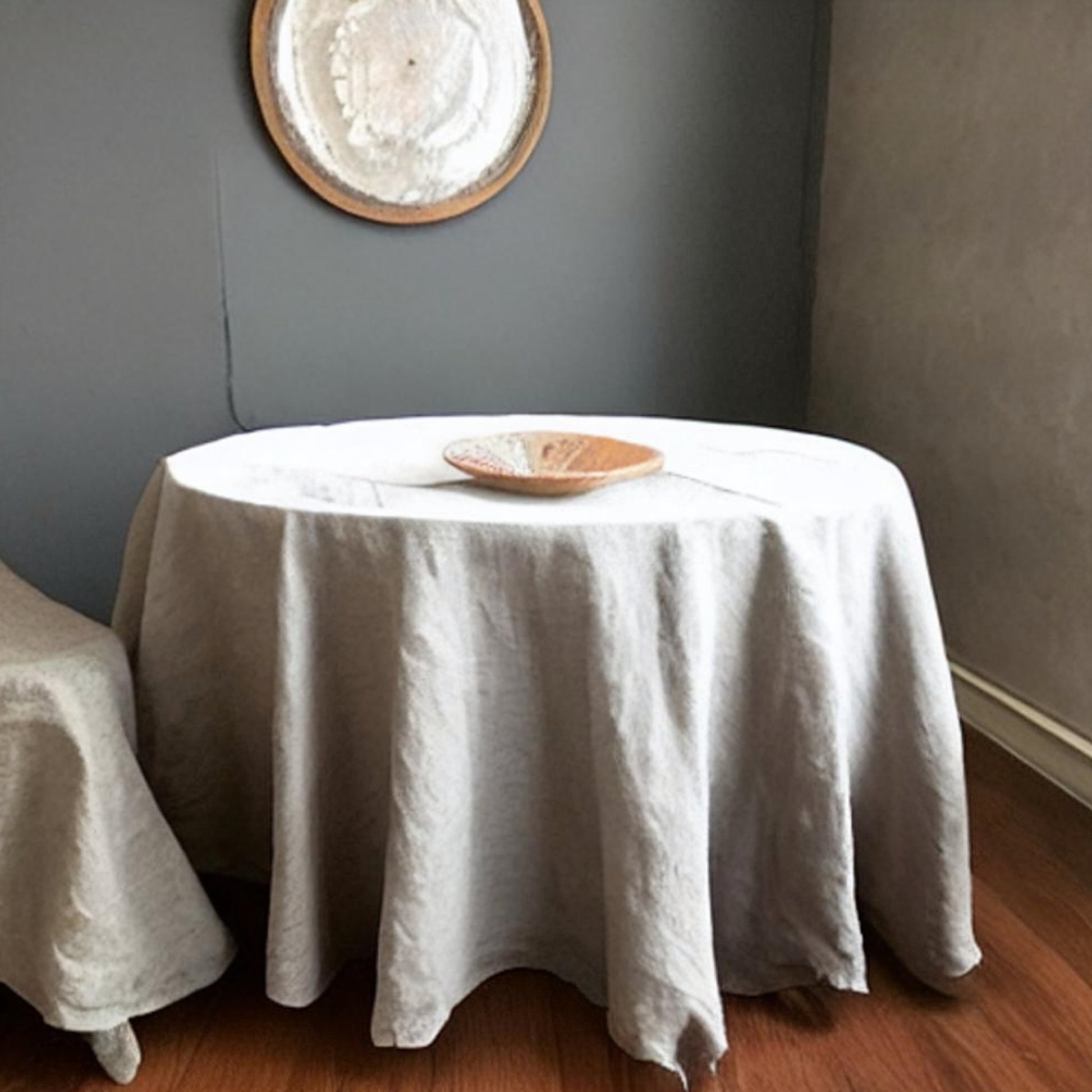 Round Linen Tablecloth Light Grey - The Modern Heritage