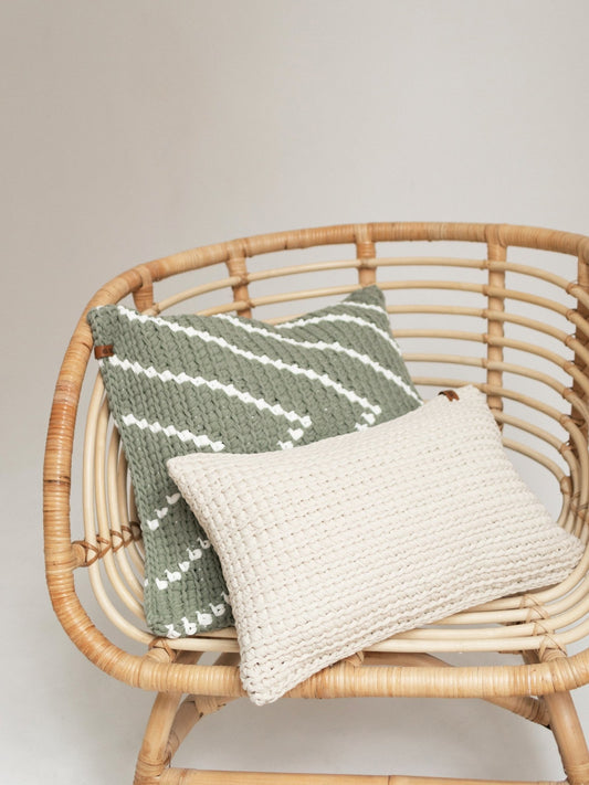 TEXTURED HANDKNIT LUMBAR PILLOW IVORY 12"x20" - The Modern Heritage