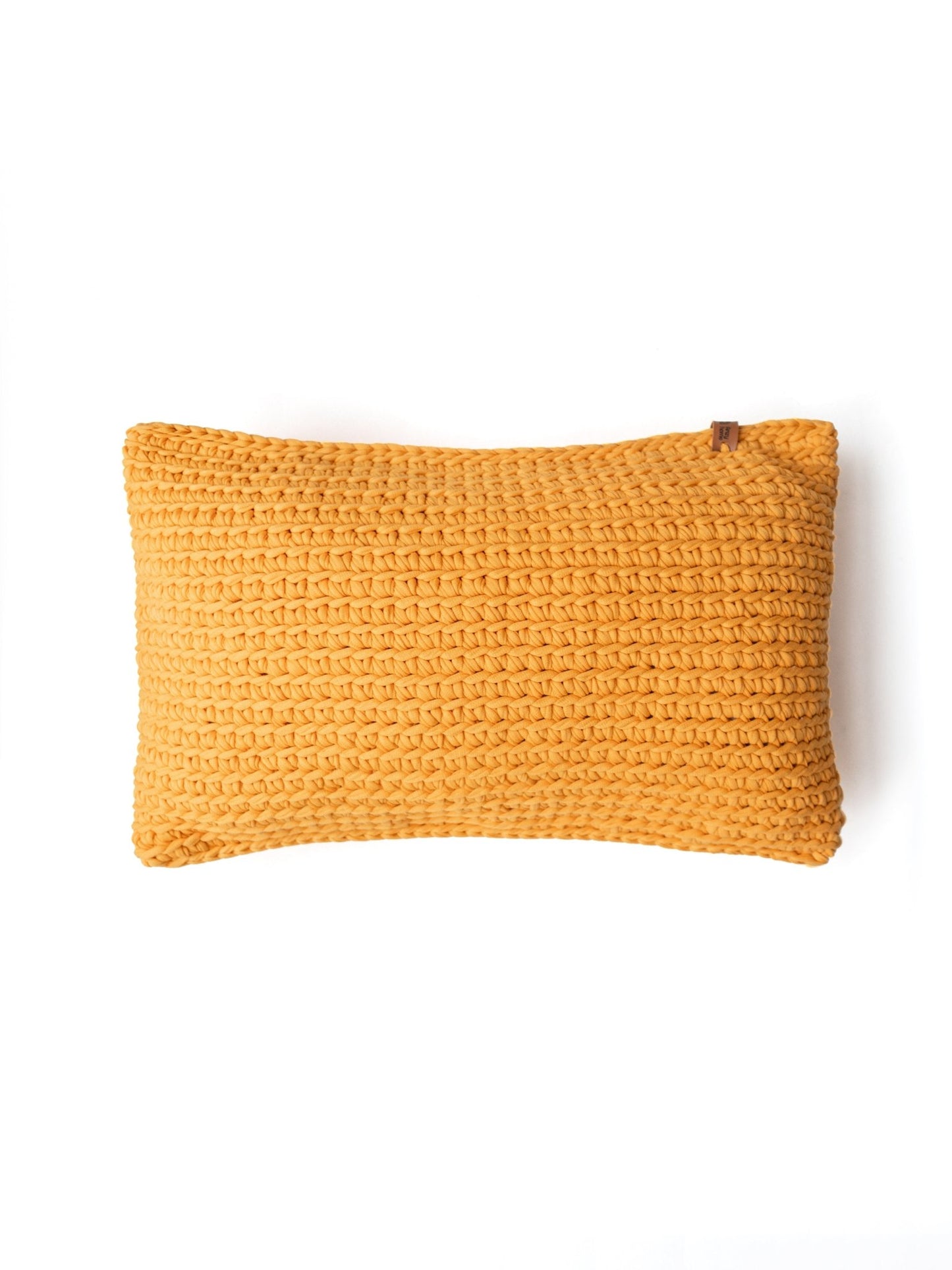 TEXTURED HANDKNIT LUMBAR PILLOW MUSTARD 12"x20" - The Modern Heritage