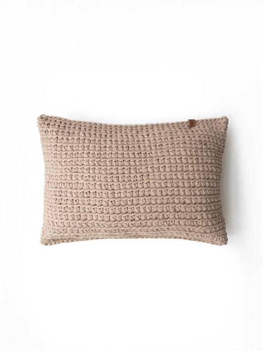 TEXTURED HANDKNIT LUMBAR PILLOW TAUPE 12"x20" - The Modern Heritage
