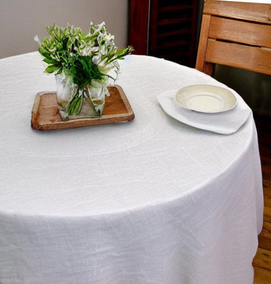 White Round Linen Tablecloth - The Modern Heritage