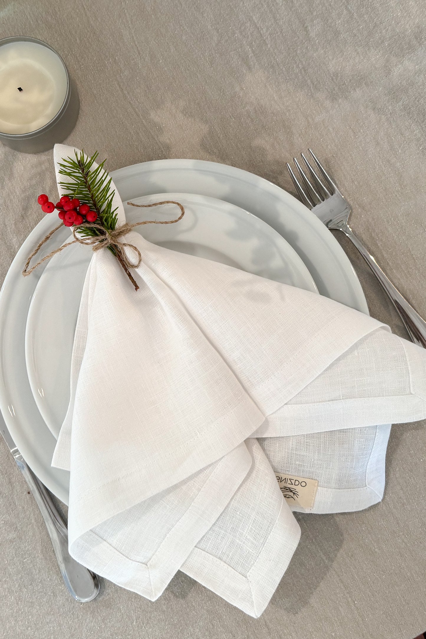 Linen Napkins White - Set of 2