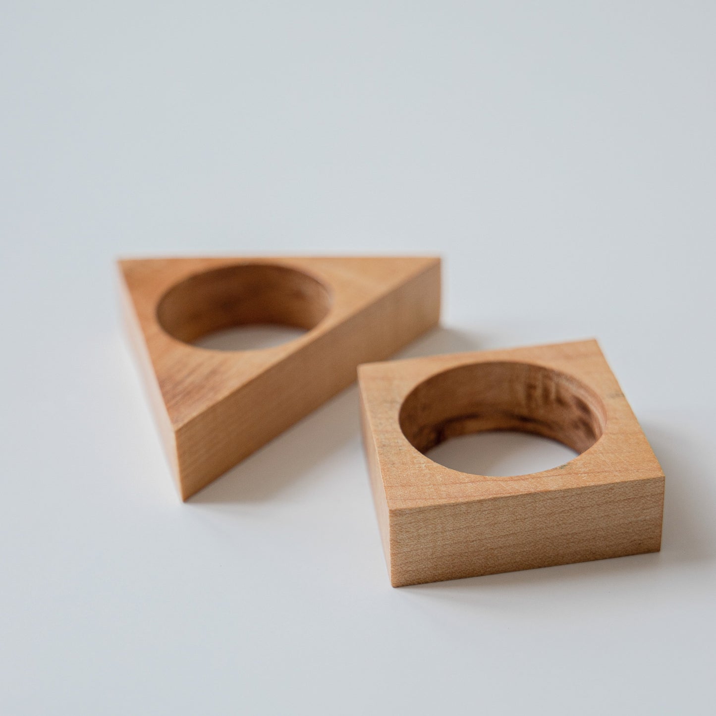 Hand - Carved Wooden Napkin Rings Geometry - Set of 2 - The Modern Heritage