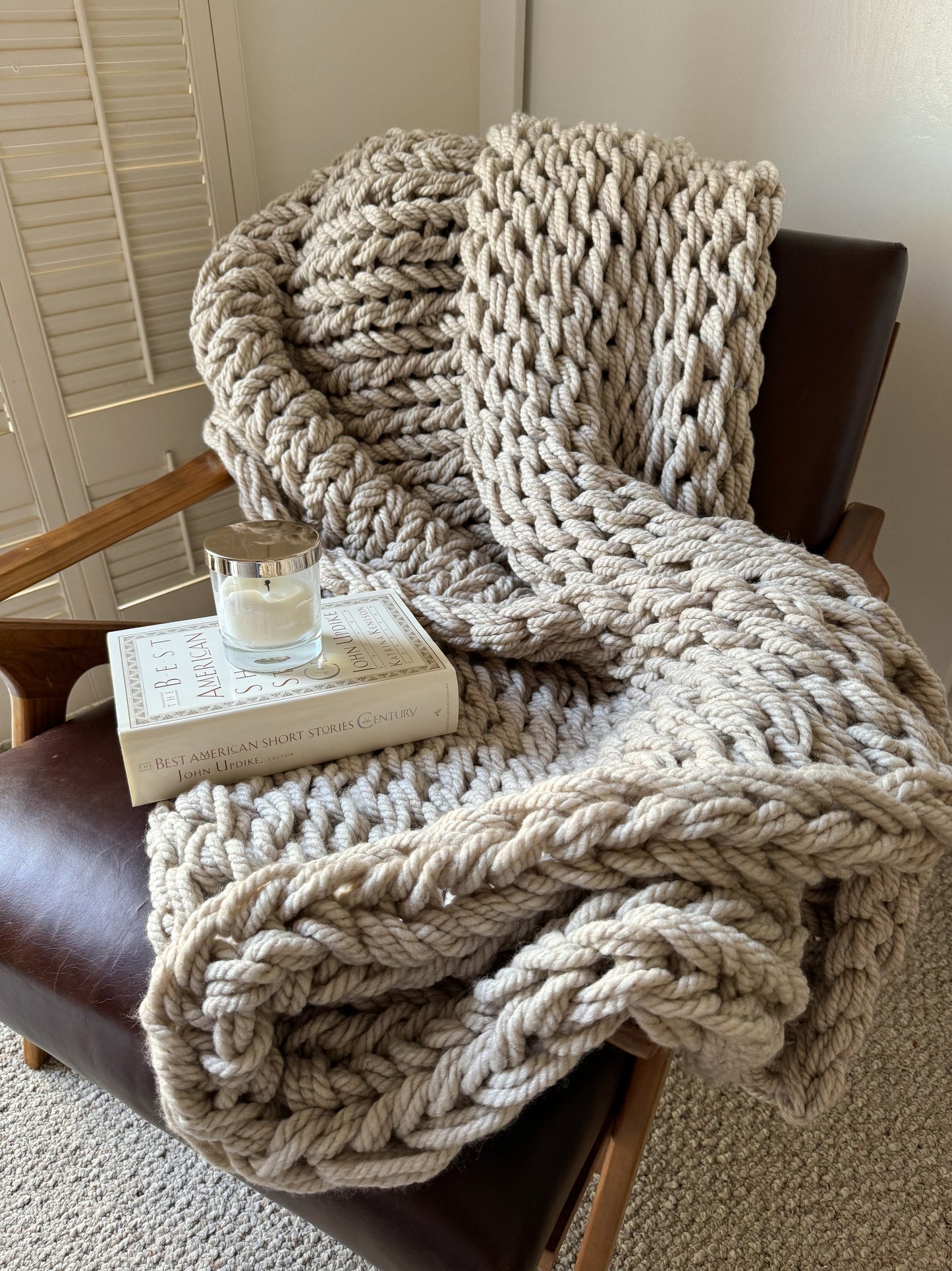 Handknit Chunky Knit Blanket Sand - The Modern Heritage