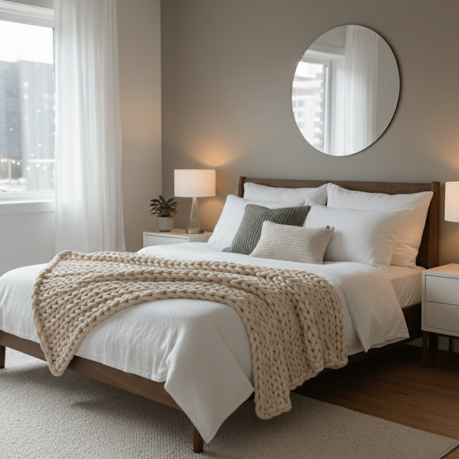 Handknit Chunky Knit Blanket Sand - The Modern Heritage