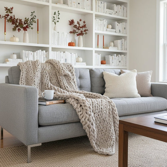 Handknit Chunky Knit Blanket Sand - The Modern Heritage