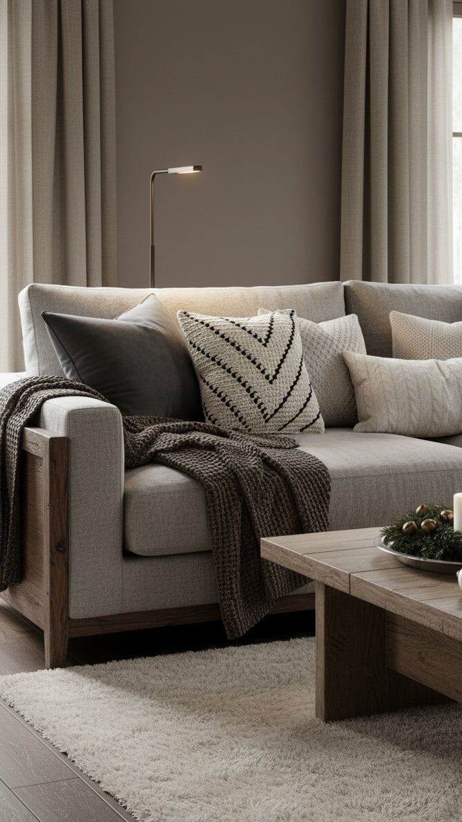 Patterned Handknit Pillow Natural Ecru and Black 20” - The Modern Heritage