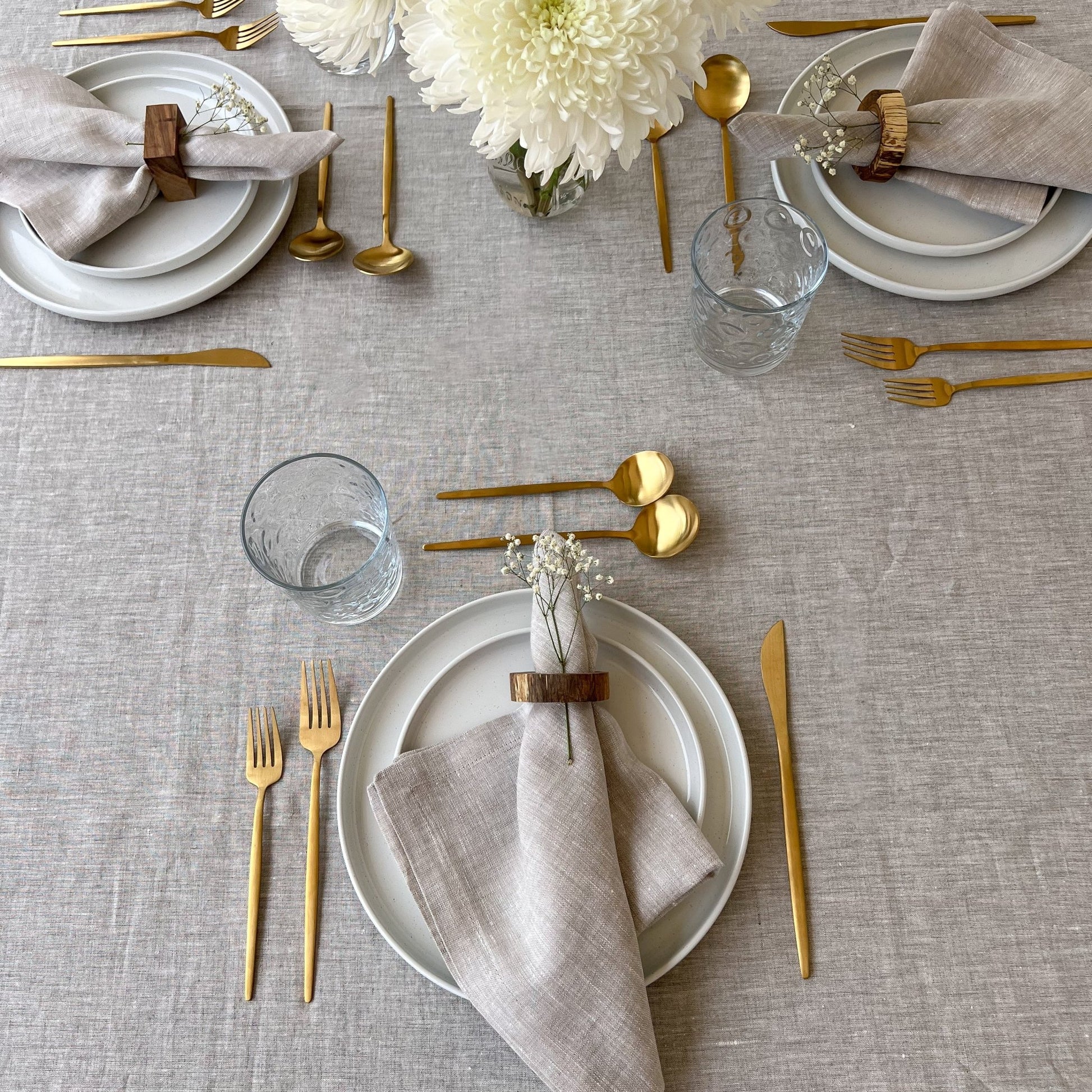 Round Linen Tablecloth Light Grey - The Modern Heritage