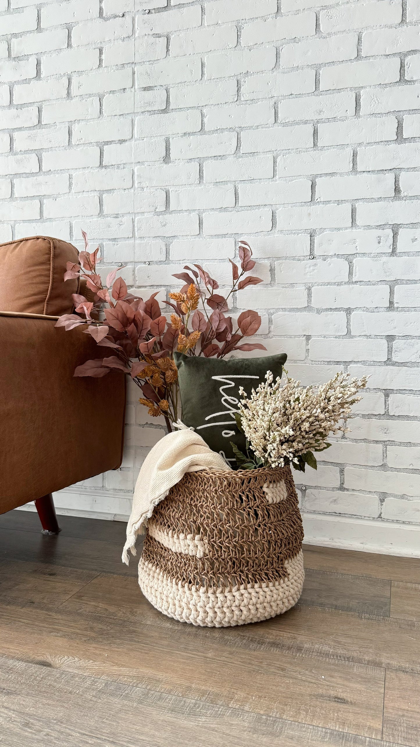 Zagrava Hand - Woven Basket White and Beige - The Modern Heritage