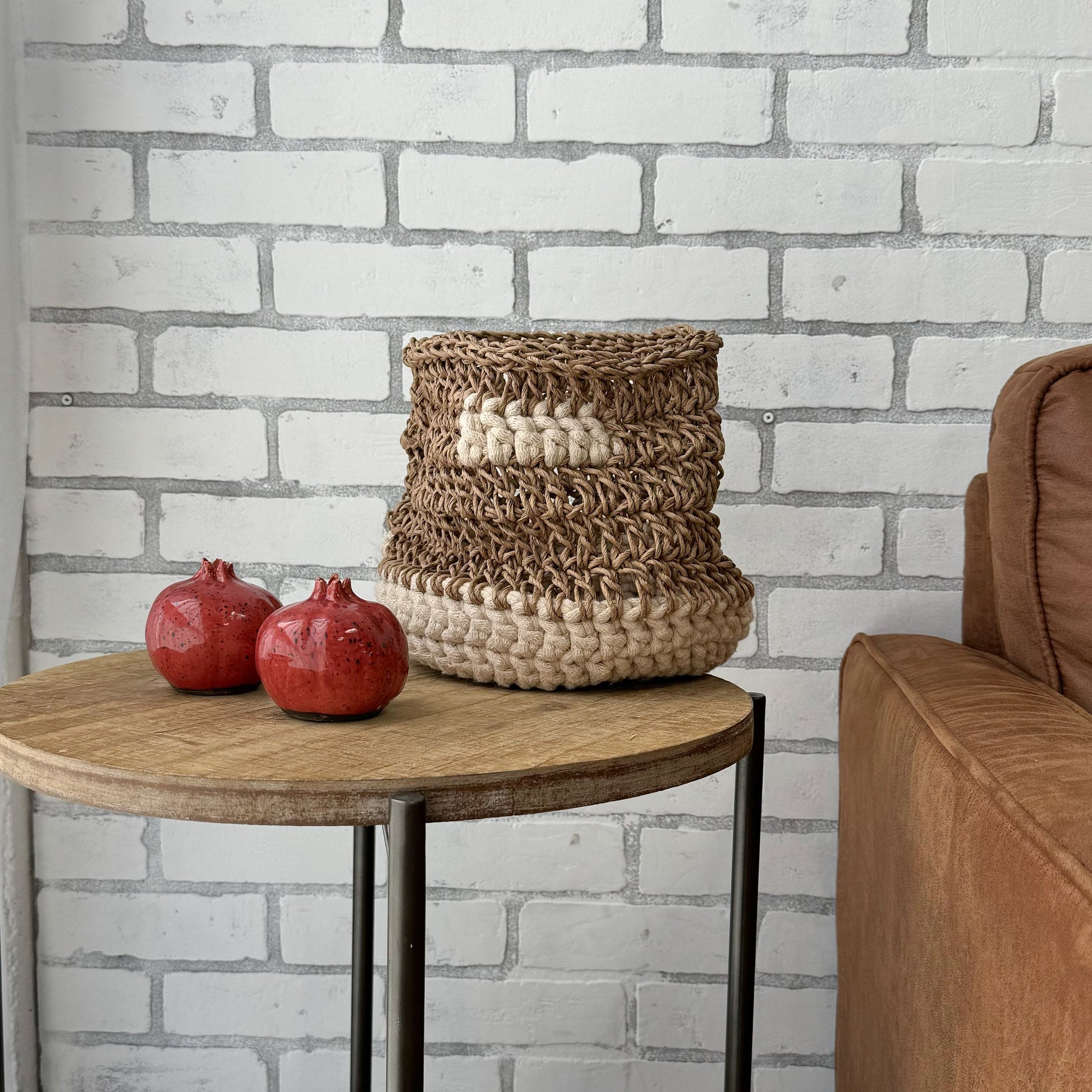 Zagrava Hand - Woven Basket White and Beige - The Modern Heritage