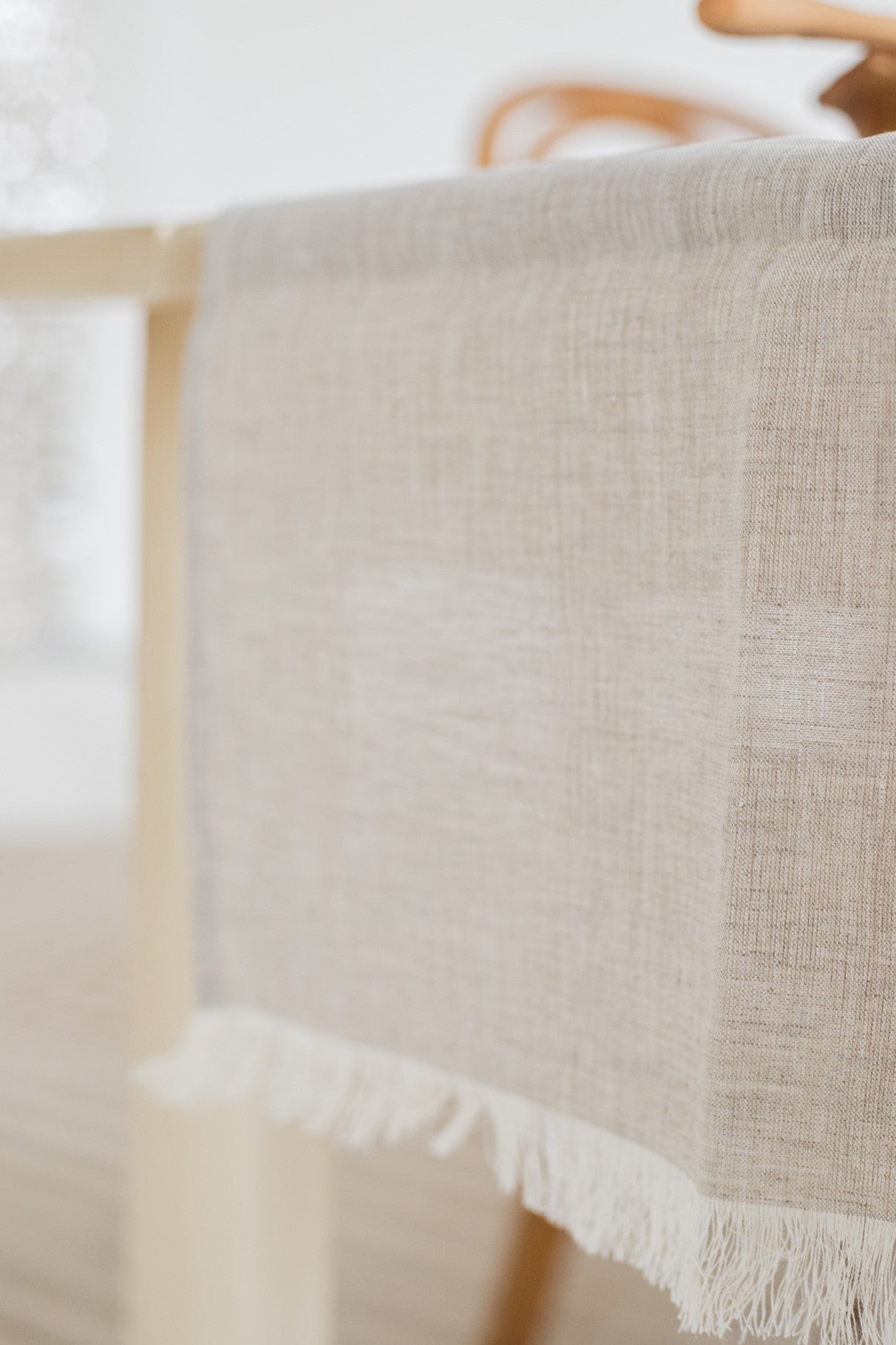 FRINGED EDGE LINEN TABLE RUNNER LIGHT GREY - The Modern Heritage